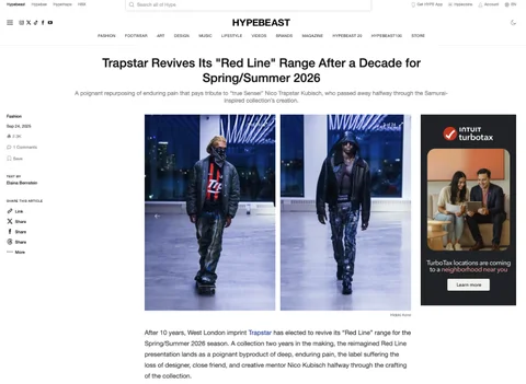 trapstar ss26 red line collection runway nyfw spring summer 2026 — Press